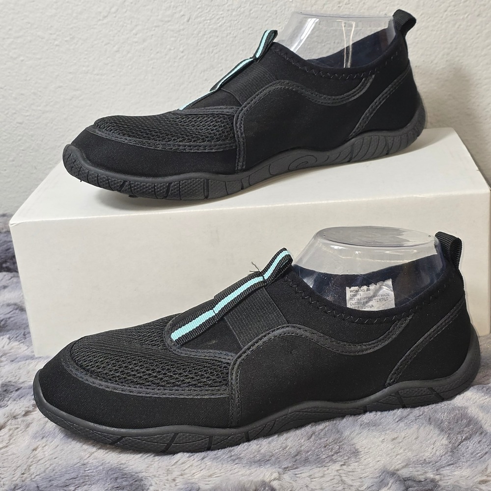 New O'rageous Drainage Aquasock Black Mesh Slip On Water Shoes Womens‎ 8